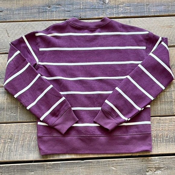 Juniors Small So Favorite Crewneck Sweatshirt, Burgundy Stripe - Picture 2 of 4